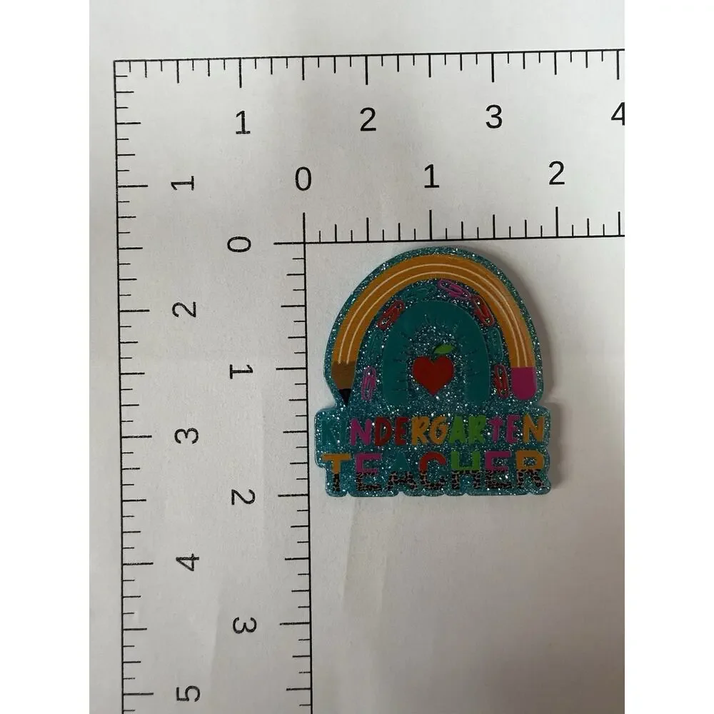 6 Pc Kindergarten Teacher Acrylic Flatbacks